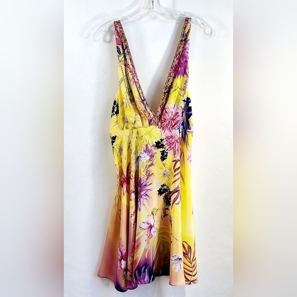 Camilla 'How Does Your Garden Grow' Silk Mini-Dress, Yellow Multi - Picture 6 of 8